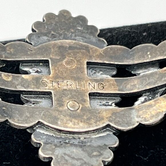 Vintage Native Turquoise Sterling Silver Cuff Bracelet Highly Detailed - Picture 6 of 7